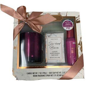 Scent Theory Snow Kissed Berries Gift Set Bar Soap Room Fragrance Soy Candle NEW